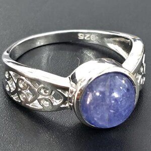 Sterling Silver Tanzanite(1.3ct) Rhodium Plated Ring - Size 7